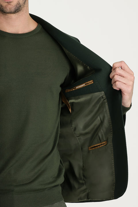 Koyu Yeşil 7 Drop Slim Fit Dar Kesim Ceket