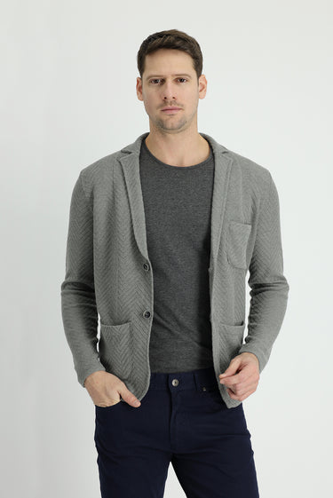  Orta Gri Melanj Pamuklu Triko Hırka