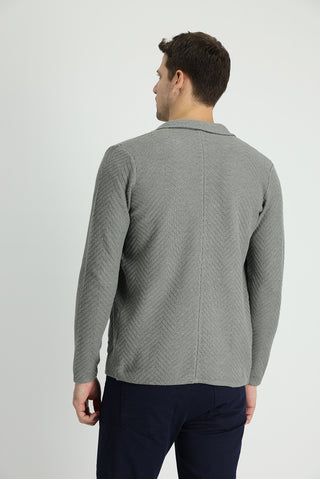  Orta Gri Melanj Pamuklu Triko Hırka