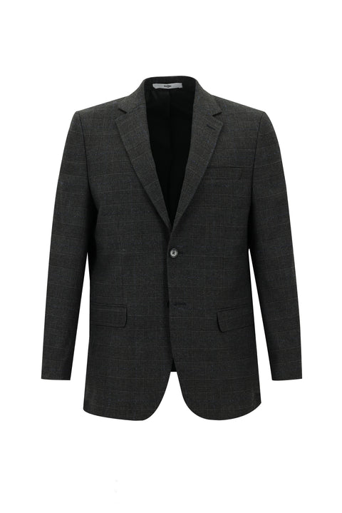 Siyah 6 Drop Regular Fit Standart Kesim Ekose Ceket