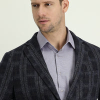 Dark Navy 6 Drop Regular Fit Plaid Jacket