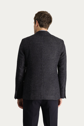  Koyu Lacivert 4 Drop Relaxed Fit Rahat Kesim Klasik Desenli Ceket