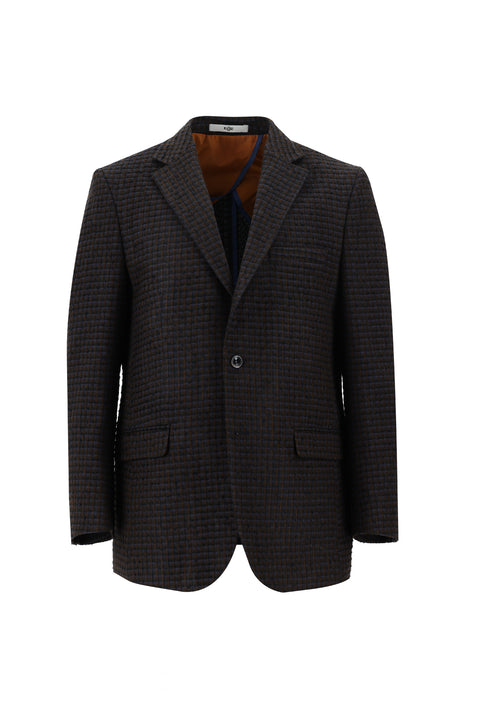 Orta Kahve 4 Drop Relaxed Fit Rahat Kesim Klasik Desenli Ceket
