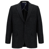 Koyu Lacivert 4 Drop Relaxed Fit Rahat Kesim Klasik Desenli Ceket