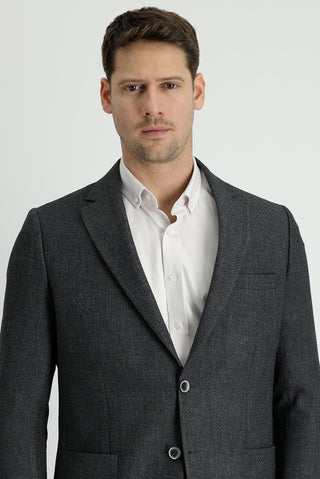  Orta Füme 7 Drop Slim Fit Dar Kesim Desenli Spor Ceket-Ki??l?