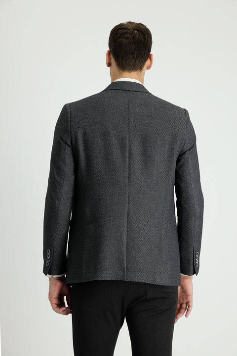 Medium Gray 7 Drop Slim Fit Patterned Sport Jacket
