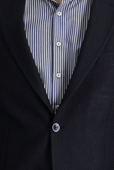 Koyu Lacivert Slim Fit Dar Kesim Desenli Spor Ceket