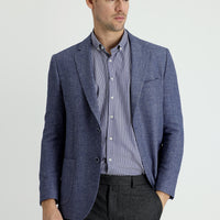 Mavi Slim Fit Dar Kesim Desenli Spor Ceket