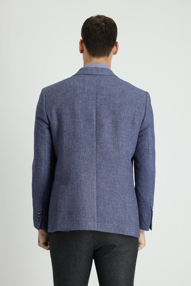 Mavi Slim Fit Dar Kesim Desenli Spor Ceket