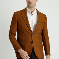Camel Slim Fit Dar Kesim Desenli Spor Ceket