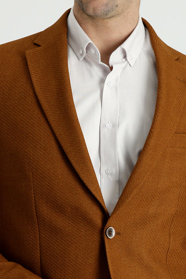 Camel Slim Fit Dar Kesim Desenli Spor Ceket