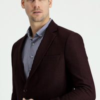 Koyu Bordo Slim Fit Dar Kesim Desenli Spor Ceket