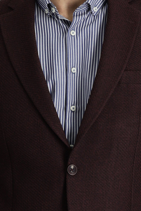 Koyu Bordo 7 Drop Slim Fit Dar Kesim Desenli Spor Ceket