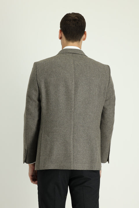 Medium Brown 7 Drop Slim Fit Patterned Jacket