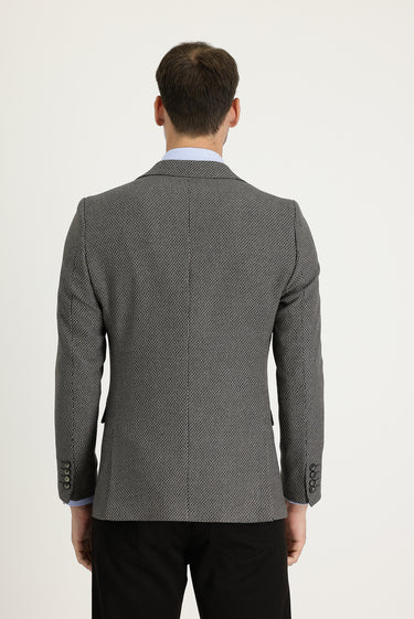 Acı Kahve Slim Fit Dar Kesim Klasik Desenli Ceket