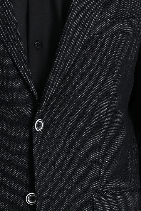 Siyah 4 Drop Relaxed Fit Rahat Kesim Klasik Desenli Ceket