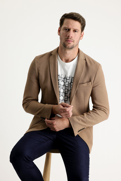 Camel 7 Drop Super Slim Fit Extra Narrow Cut Knitted Jacket