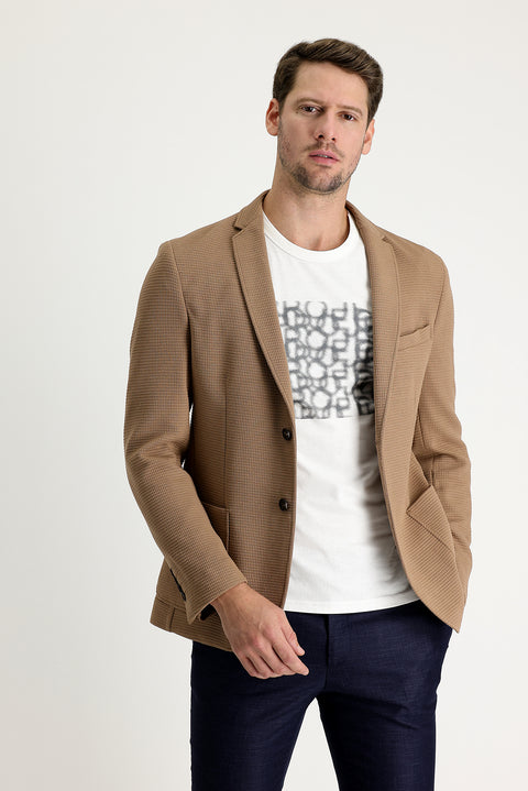 Camel 7 Drop Super Slim Fit Extra Narrow Cut Knitted Jacket