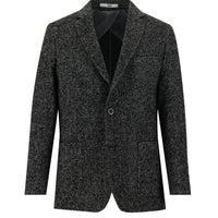 Dark Anthracite 4-Drop Relaxed Fit Patterned Wool Jacket