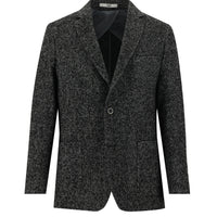 Koyu Antrasit Relaxed Fit Rahat Kesim Desenli Yünlü Ceket