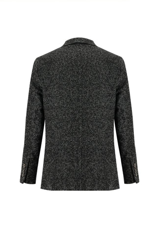  Koyu Antrasit 4 Drop Relaxed Fit Rahat Kesim Desenli Yünlü Ceket