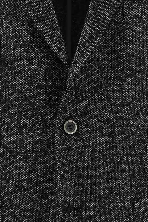 Dark Anthracite 4-Drop Relaxed Fit Patterned Wool Jacket