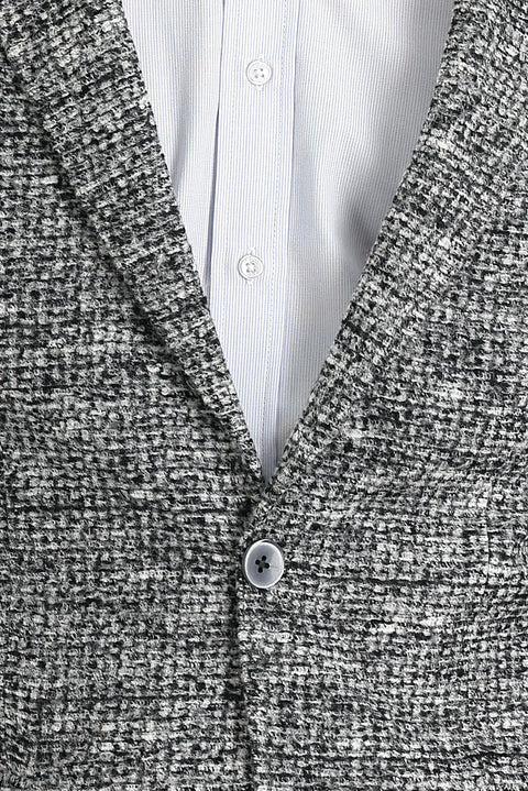 Medium Grey 4 Drop Relaxed Fit Wool Eyelet Jacket