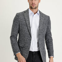 Açık Füme 4 Drop Relaxed Fit Rahat Kesim Yünlü Kuşgözü Ceket