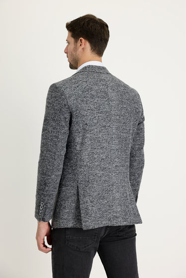  Açık Füme Regular Fit Yünlü Kuşgözü Ceket