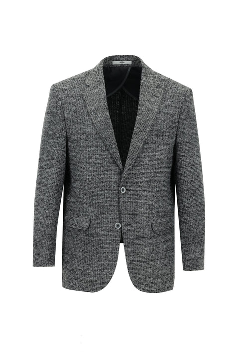 Orta Füme 6 Drop Regular Fit Standart Kesim Yünlü Desenli Ceket