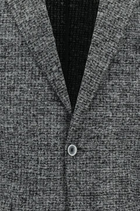 Orta Füme 4 Drop Relaxed Fit Rahat Kesim Yünlü Desenli Ceket