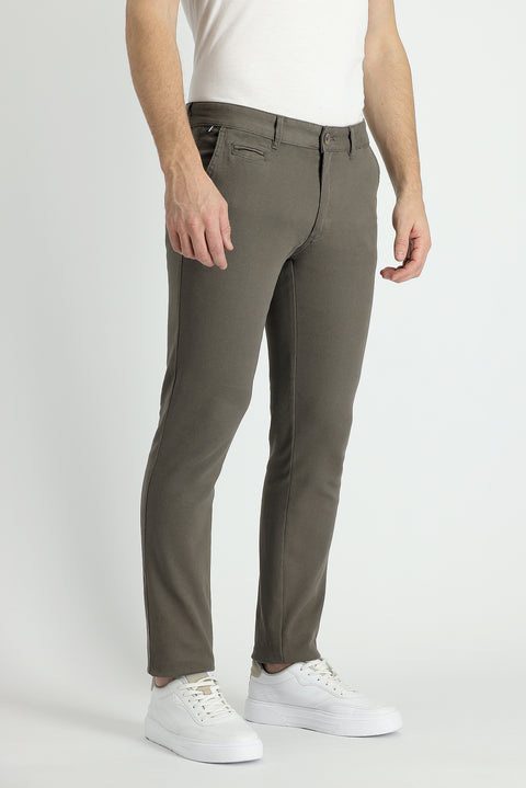 Light Khaki Slim Fit Stretch Canvas / Chino Trousers