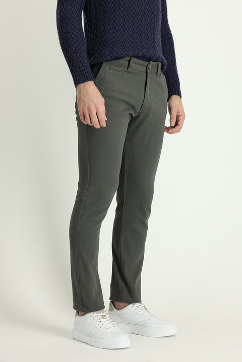 Koyu Yeşil Slim Fit Dar Kesim Likralı Kanvas / Chino Pantolon