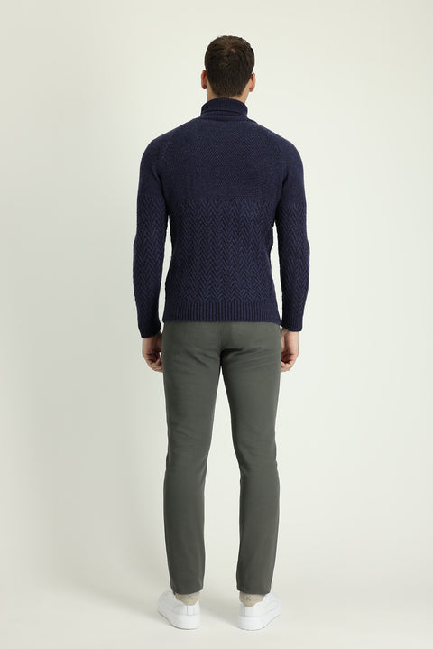 Koyu Yeşil Slim Fit Dar Kesim Likralı Kanvas / Chino Pantolon