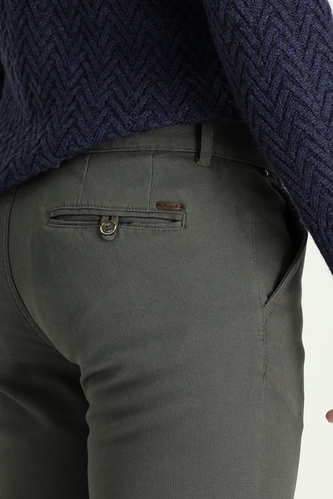 Koyu Yeşil Slim Fit Dar Kesim Likralı Kanvas / Chino Pantolon