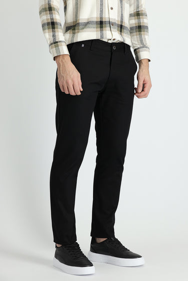 Siyah Regular Fit Likralı Kanvas / Chino Pantolon