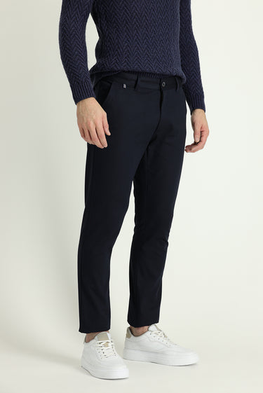 Orta Lacivert Regular Fit Likralı Kanvas / Chino Pantolon