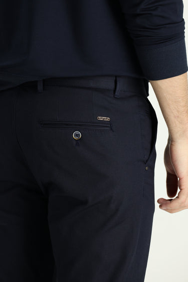 Orta Lacivert Regular Fit Likralı Kanvas / Chino Pantolon