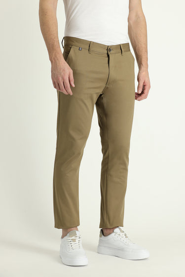 Koyu Bej Regular Fit Likralı Kanvas / Chino Pantolon