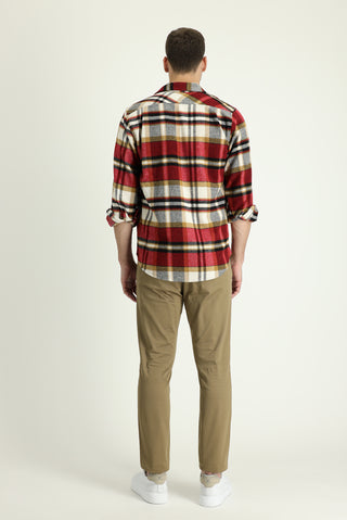  Koyu Bej 6 Drop Regular Fit Standart Kesim Likralı Kanvas / Chino Pantolon
