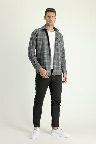  Koyu Antrasit 6 Drop Regular Fit Standart Kesim Likralı Kanvas / Chino Pantolon