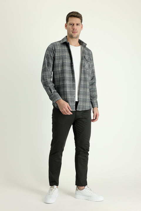 Koyu Antrasit 6 Drop Regular Fit Standart Kesim Likralı Kanvas / Chino Pantolon