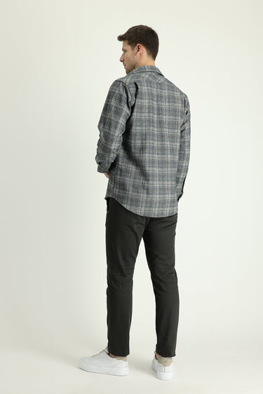 Koyu Antrasit Regular Fit Likralı Kanvas / Chino Pantolon