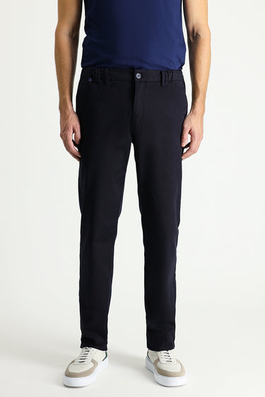 Koyu Lacivert Slim Fit Dar Kesim Likralı Kanvas / Chino Pantolon