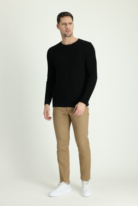 Koyu Bej Slim Fit Dar Kesim Likralı Kanvas / Chino Pantolon