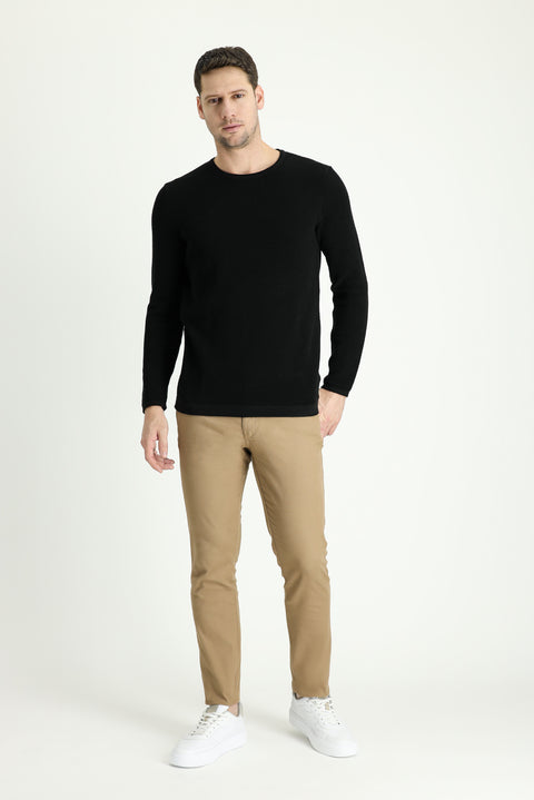 Koyu Bej Slim Fit Dar Kesim Likralı Kanvas / Chino Pantolon