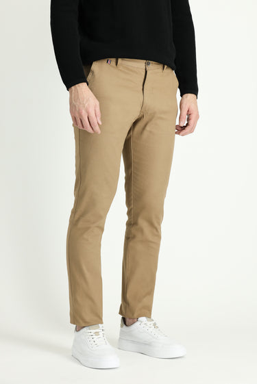  Koyu Bej Slim Fit Dar Kesim Likralı Kanvas / Chino Pantolon