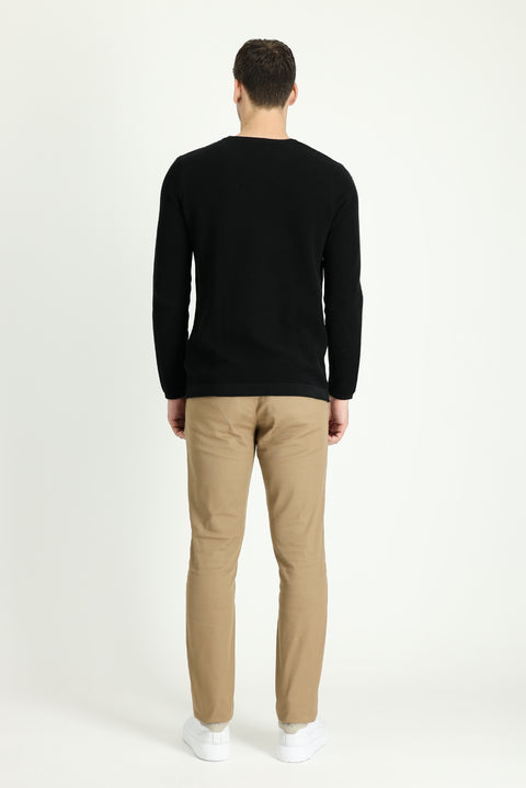Koyu Bej Slim Fit Dar Kesim Likralı Kanvas / Chino Pantolon