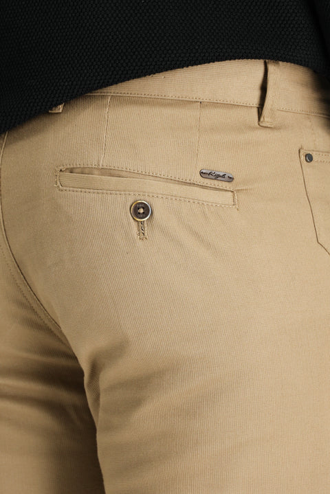 Koyu Bej Slim Fit Dar Kesim Likralı Kanvas / Chino Pantolon