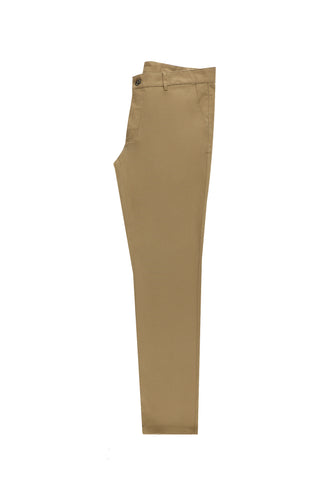  Koyu Bej 7 Drop Slim Fit Dar Kesim Likralı Kanvas / Chino Pantolon
